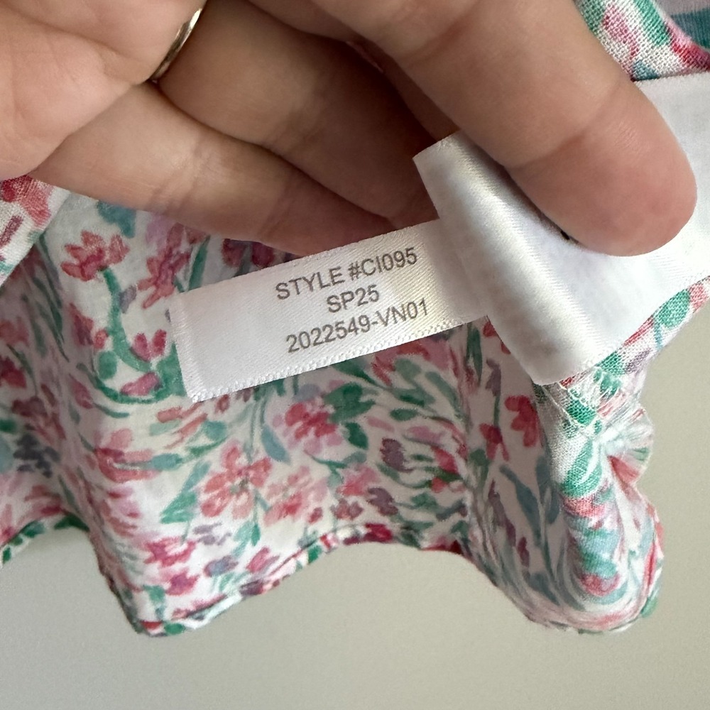 J Crew Womens Linen Blend Floral Button Up Top Size XS Smock Neck Lightweight - Picture 7 of 10